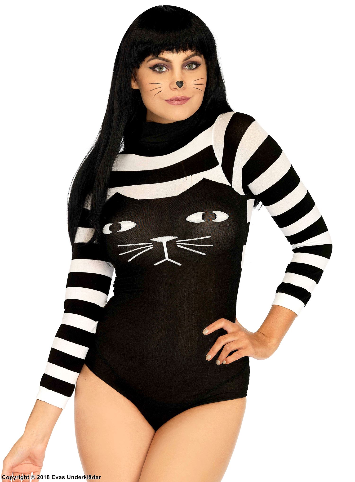 Cat (woman), body costume, horizontal stripes